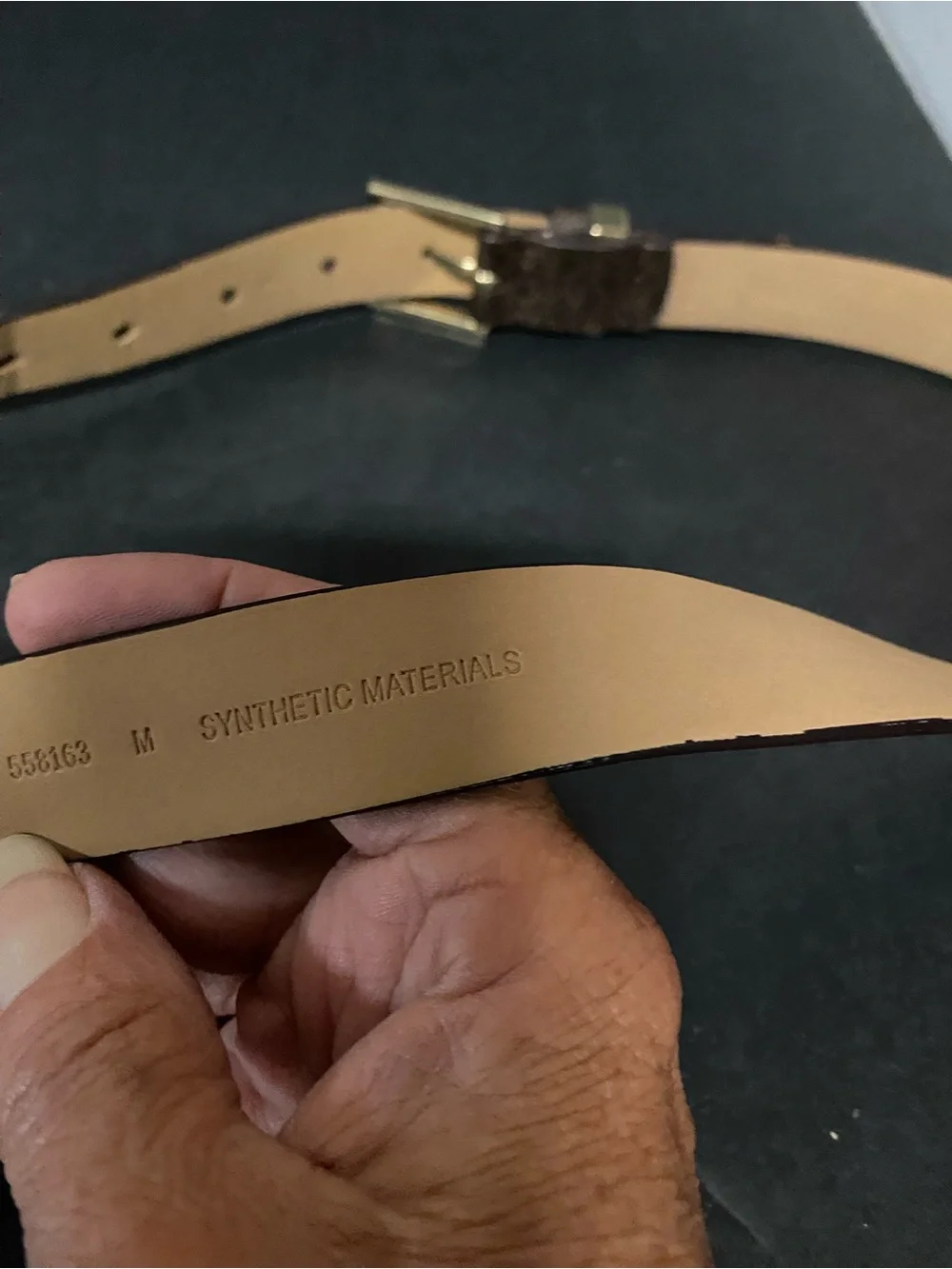 Michael Kors Brown Leather Womens Logo  Belt with Gold Buckle